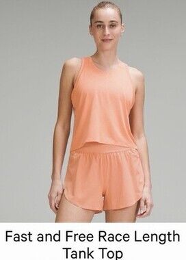 Lululemon Fast Free Race Length Tank Top Women's Size 12 Sunny Coral Lightweight